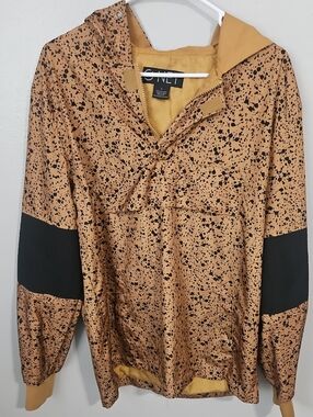 Woman's Mustard Splatter Pullover Rain Jacket